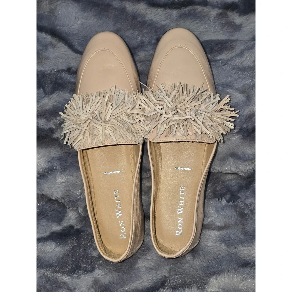 NWB‎ Ron White Landrey Nappa Suede and Leather Pom Loafers Blush EU 39 / 8.5